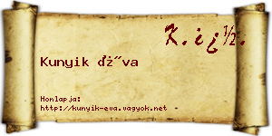 Kunyik Éva névjegykártya
